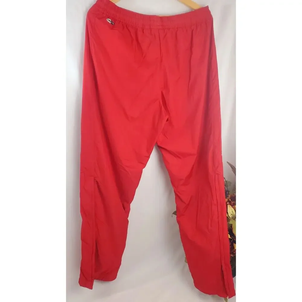 Adidas Pants Size L Vintage Y2K Mens Red Windbreaker Track Zip Leg Ruched 2006